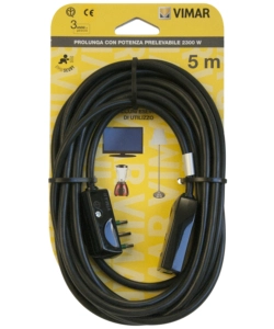 CAVO PROLUNGA 5 METRI NERO 3G0,75+SPINAPIATTA - VIMAR.